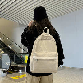 日系韩版小清新少女校园双肩包简约纯色帆布女大学生书包电脑背包