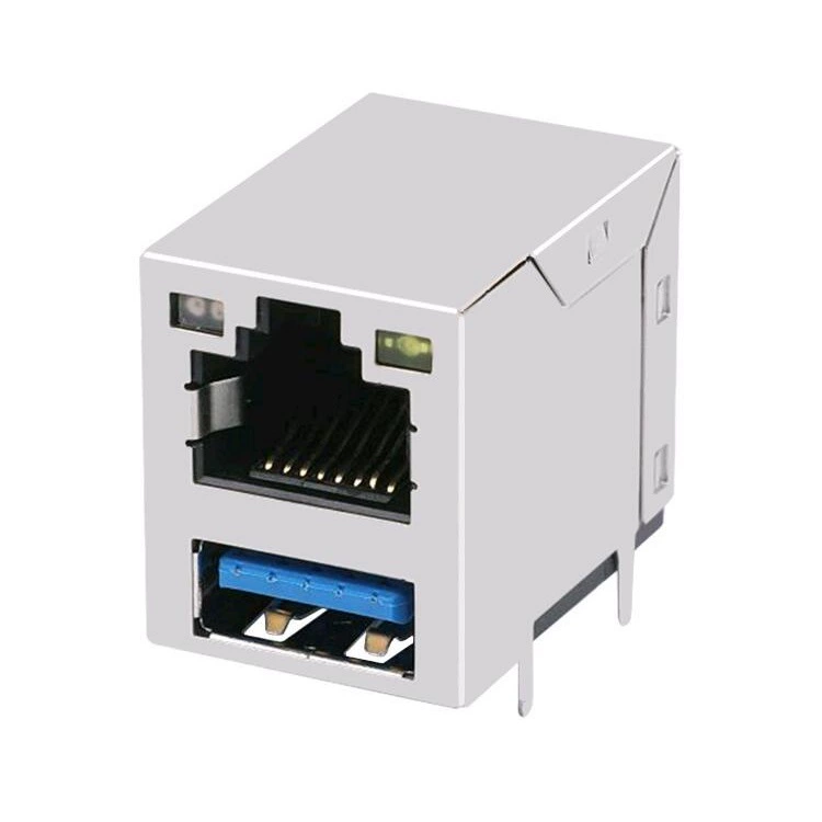 Поставки производителя RJ45+USB комбинированное соединение 2-2250107-9 гигабитный сетевой разъем с подсветкой и осколками