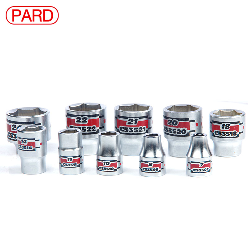 PARD六角套筒外六方头3/8中飞扭力扳手套筒头公制6-24mm螺帽套筒