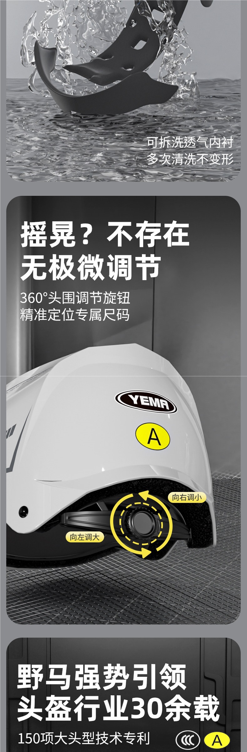 Yema 3C certified large head circumference helmet for men, extra-large size for electric vehicles, all-season battery motorcycle men's oversized half helmet