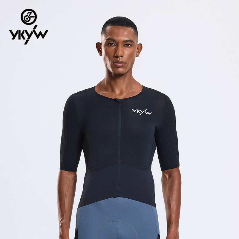 Cross-Border Men's Cycling Jersey Summer Road Bike Competition Breathable Quick-Drying Comfortable Spliced Aerodynamic Short-Sleeved Top