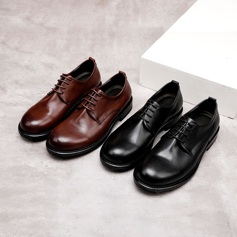 New big head Goodyear leather sole handmade shoes washed retro British fashion casual shoes outdoor_voghion.com