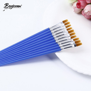 Blue Nylon Brush Digital Oil Painting Flat Pen Plaster Doll Painting Row Pen Pigment Pen Art Hook Pen