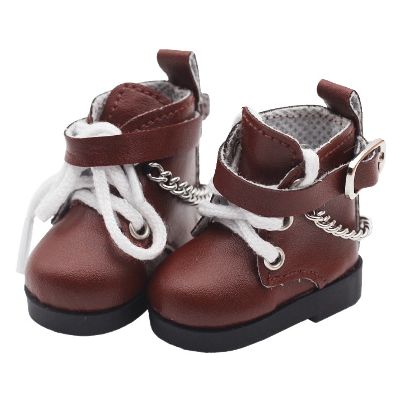 15cm muñeca de algodón zapatos de cuero 6 puntos bjd muñeca zapatos de juguete botas estudiante cadena botas 4,5*2cm
