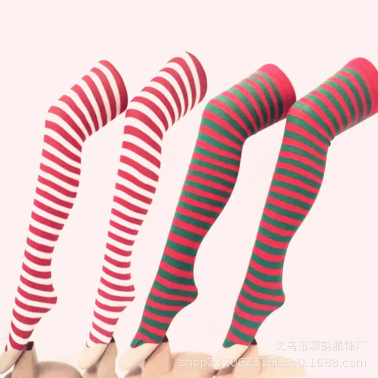 Amazon E-commerce Navidad calcetines rayadas rojas Fiesta de Noche de Navidad Ropa de Navidad Accesorios Calcetines rayadas de Navidad