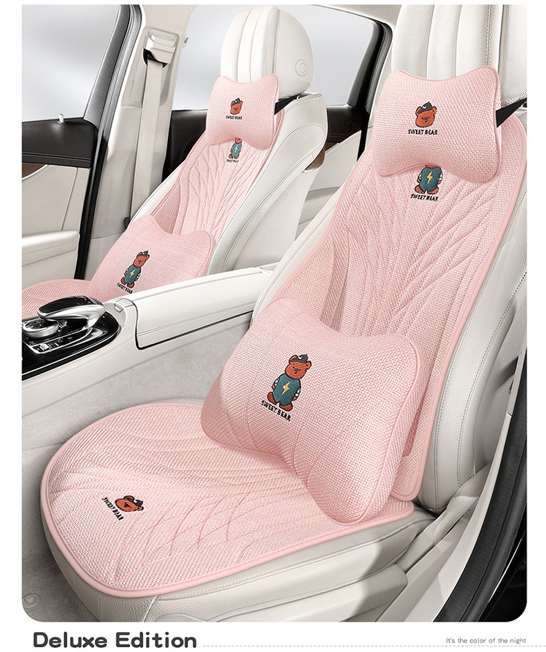 Car Seat Cushion, Suitable for All Seasons, Light Luxury and High-End Feel, Single Driver's Seat Cushion Cover, Cartoon Design