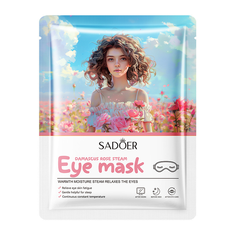 Todo en inglés SADOER pomelo rosa máscara de ojo de vapor compresa caliente máscara de ojo desechable para dormir comercio exterior transfronterizo al por mayor