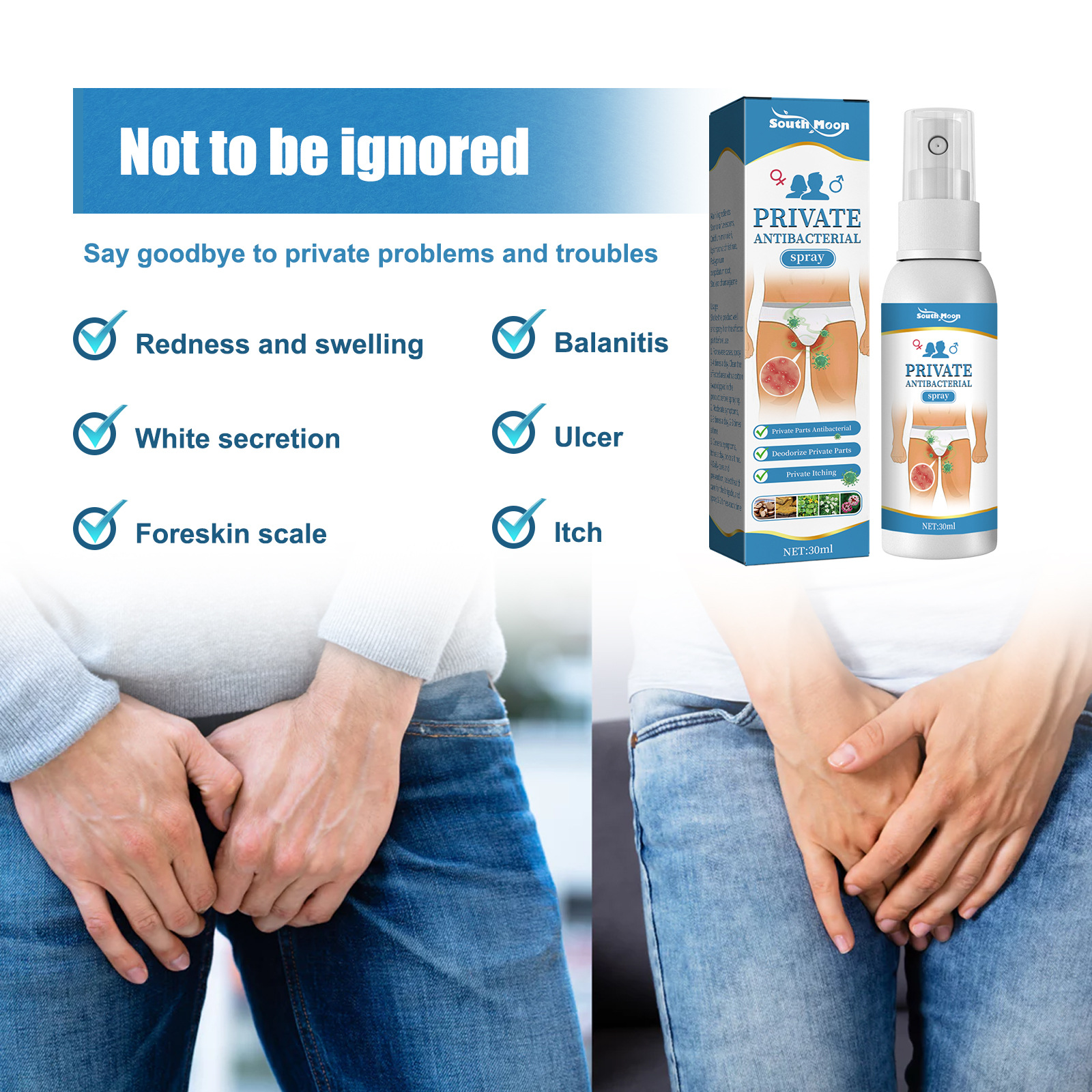 South Moon Skin Care Spray Relieves Itchy Skin on Inner Thighs Deep Repair Skin Anti-itch Liquid_voghion.com