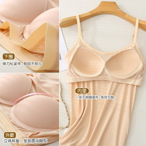 Suspender lined women's plus size vest women's all-in-one bra with breast pads fat mm bottoming shirt summer