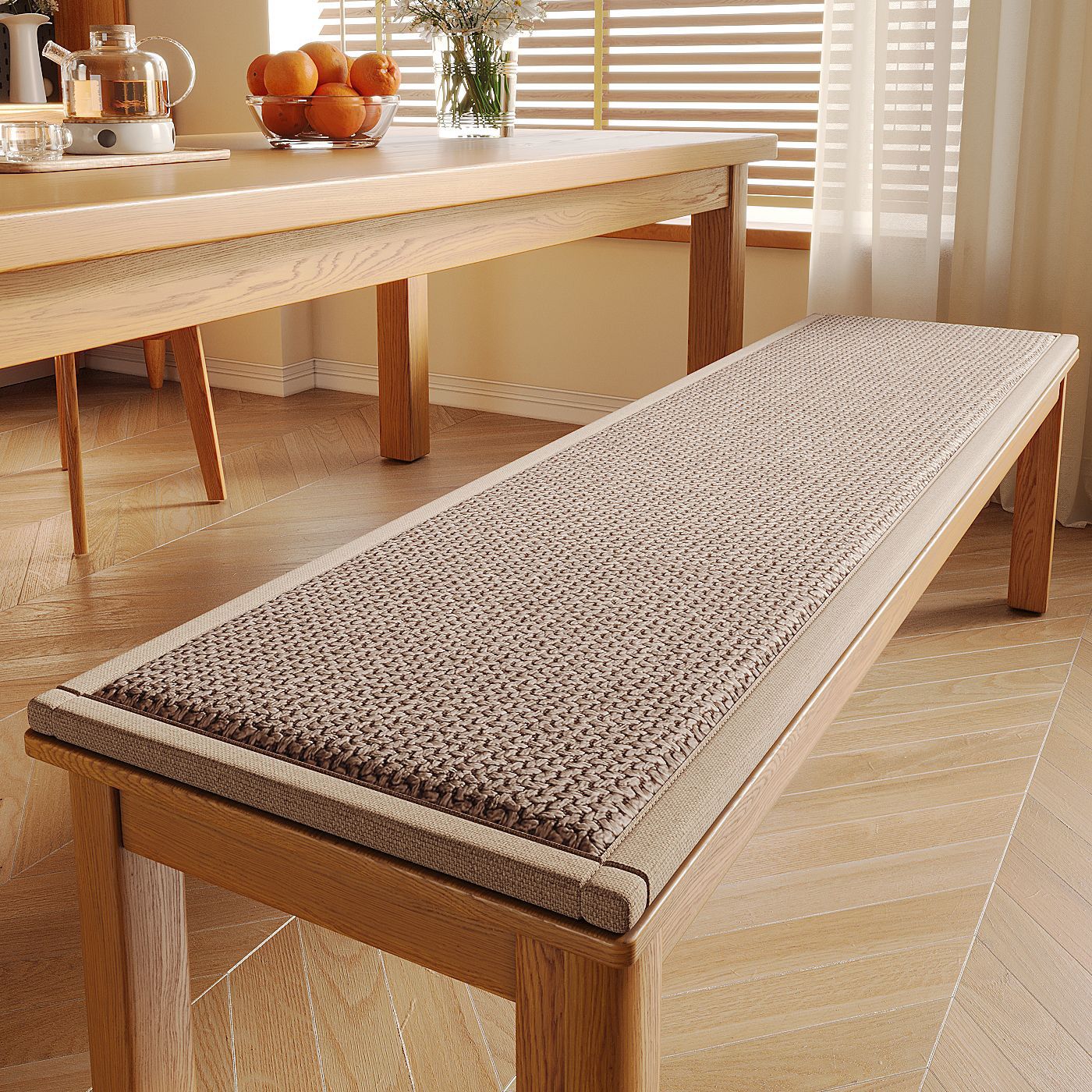 Cojín para silla, cojín largo para banco, cojín para silla de comedor de madera maciza, cojín antideslizante para las cuatro estaciones, cojín largo para banco, cojín largo para asiento. image 8