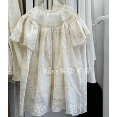 女の子ワンピース 夏服 2025年新作 白 大きな子供用 レース飾りロングドレス 韓国風 夏子供服