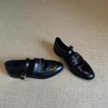 2025春季新款小众玛丽珍圆头黑色柳丁单鞋女粗跟复古文艺风单鞋女