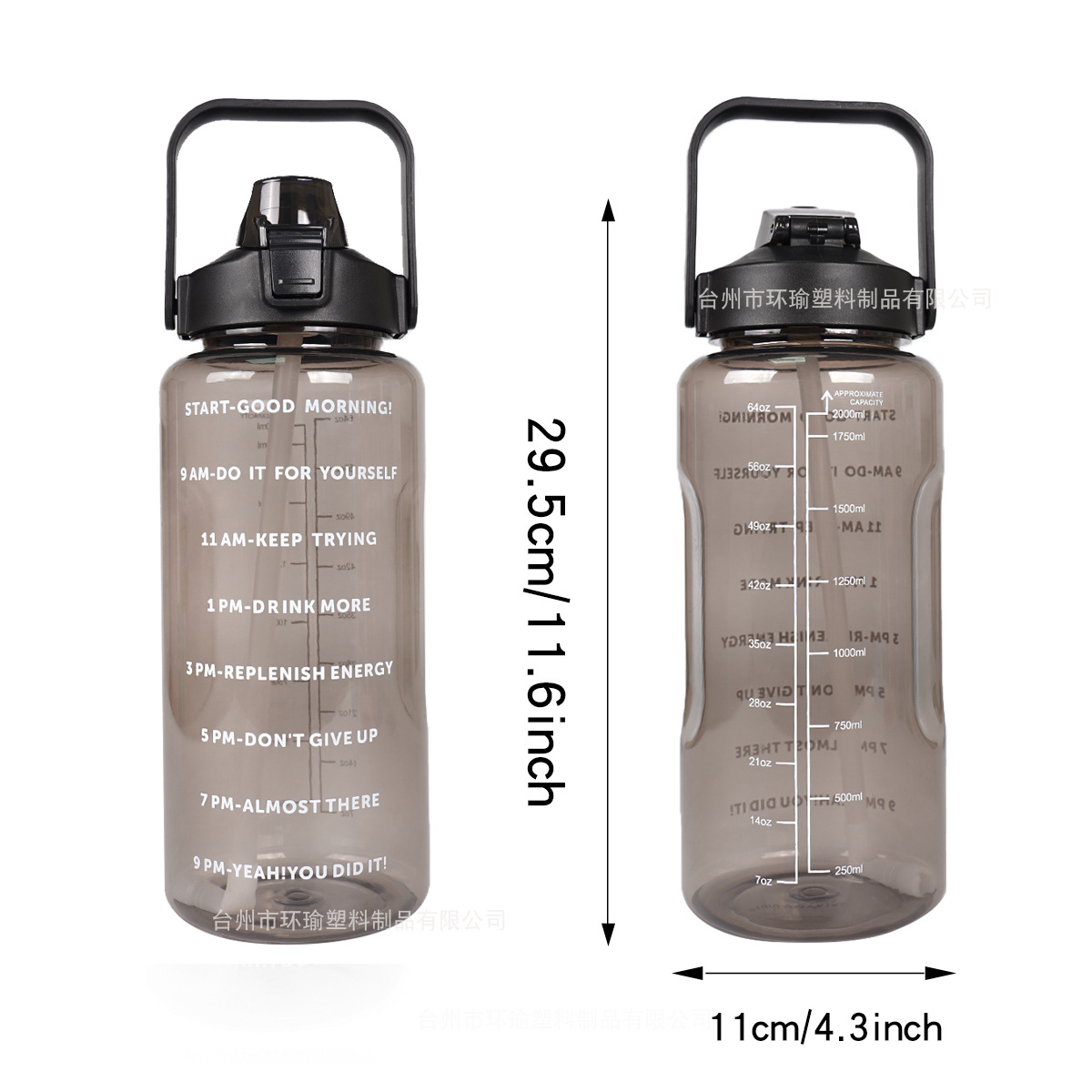 Nueva taza de plástico transparente de gran capacidad escala olla espacial deportiva olla portátil con paja taza de agua de plástico resistente a caídas