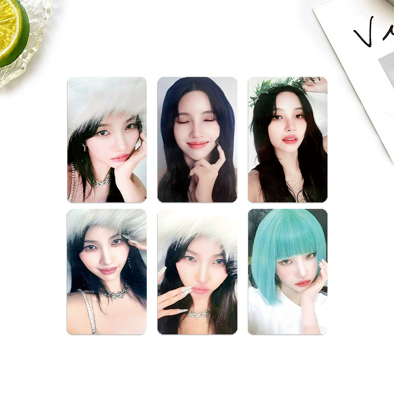 Набор фотокарт (G) I-DLE 2 альбом, K4 специальные случайные подписанные карты — 6 шт., 8,5×5,4 см