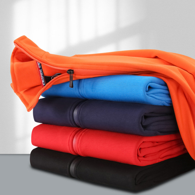 Sudadera de invierno con cuello alto y cremallera, de terciopelo Silver Fox, con logotipo personalizado impreso y bordado, chaqueta de trabajo de oficina, ropa para actividades al aire libre