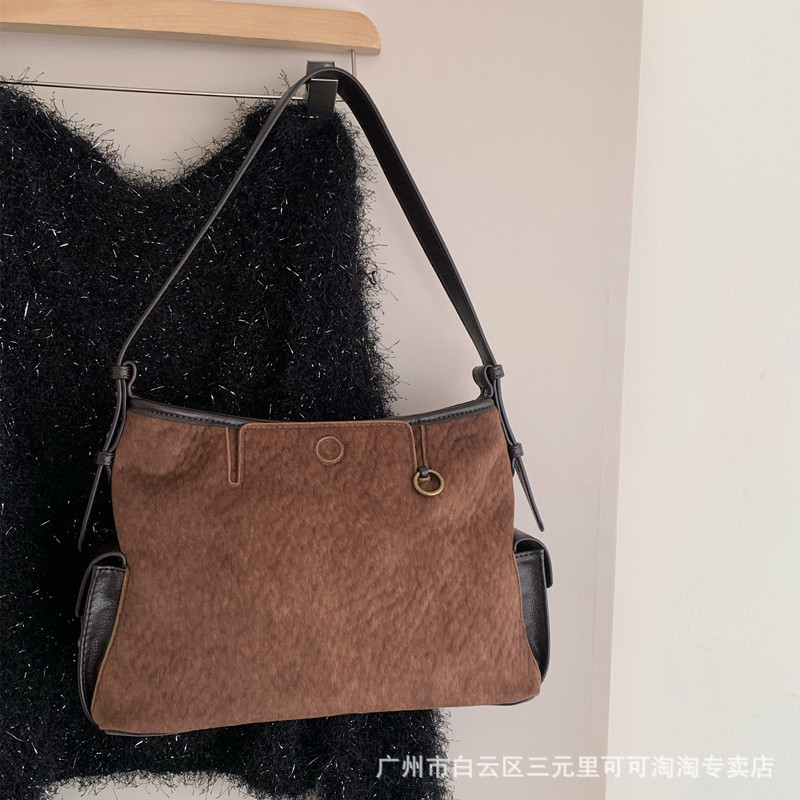 网红同款驼绒hobo包大容量托特包2025秋冬新款通勤百搭斜挎手提包|undefined