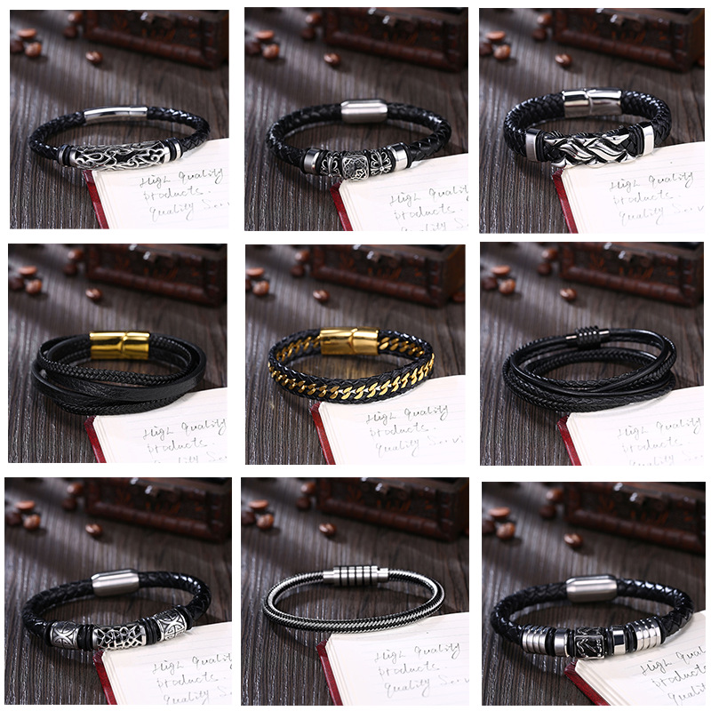 Men's Titanium Steel Woven Bracelet European and American ins Bracelet Wholesale Cross-border Titanium Steel Bracelet Men's Bracelet Personalized Jewelry