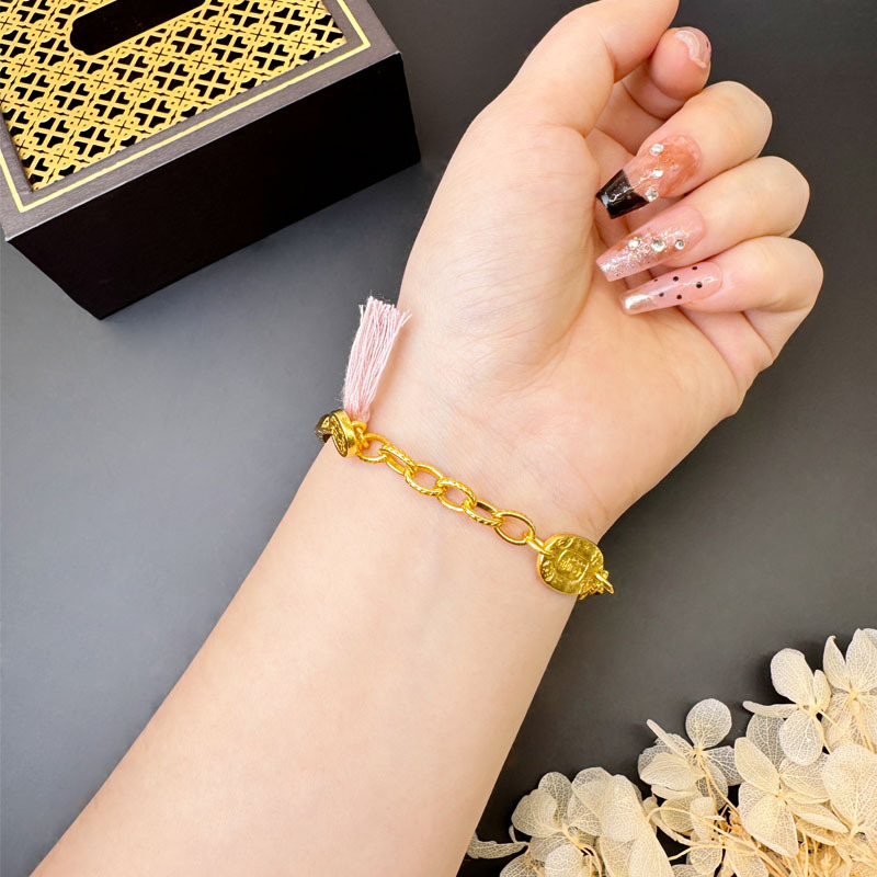 Brazalete de oro de arena para niñas brazalete de alta calidad ajustable extensión de cadena de joyería estilo nacional al por mayor