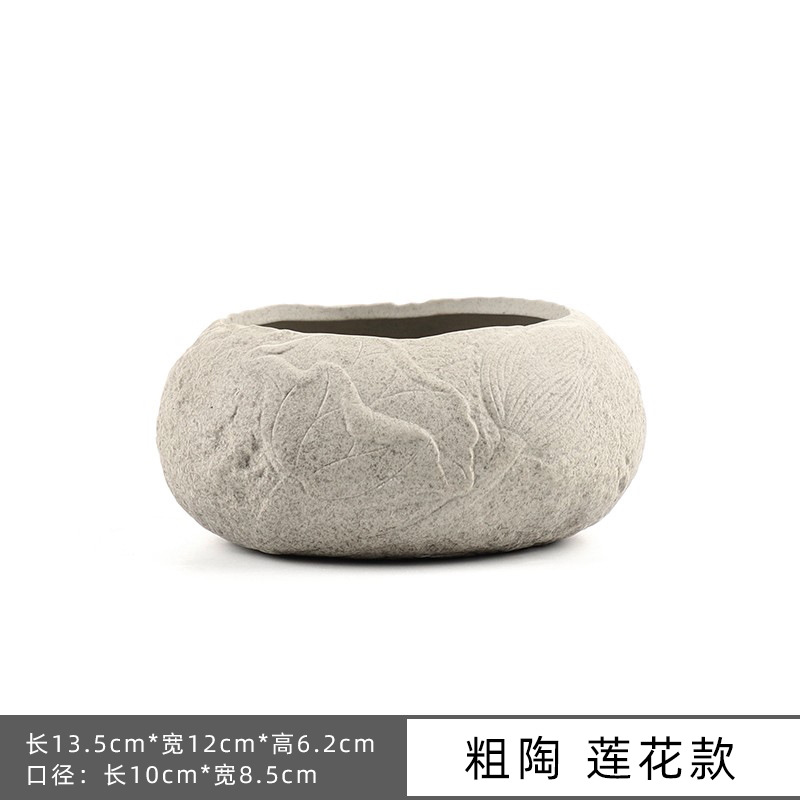 Macetas verdes para plantas de jardín con suelo perforado, macetas de imitación de piedra personalizadas, venta directa del fabricante, cerámica.
