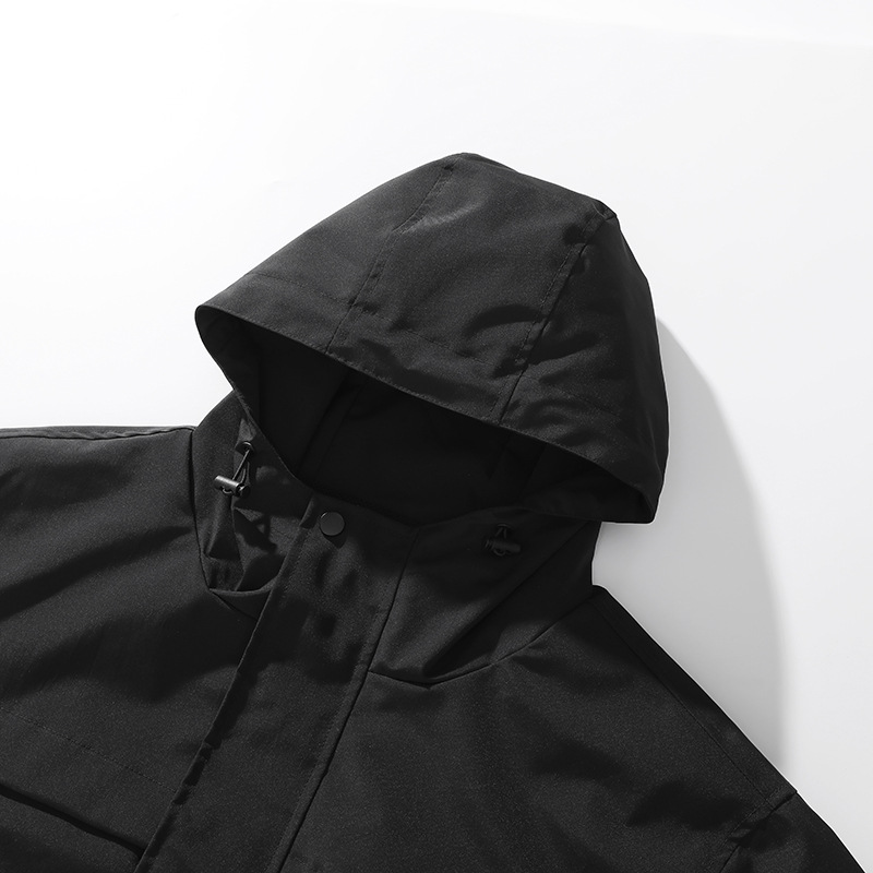 Giacca da uomo autunno nuova alla moda con cappuccio da lavoro casual larga impermeabile traspirante coppia all'aperto_voghion.com
