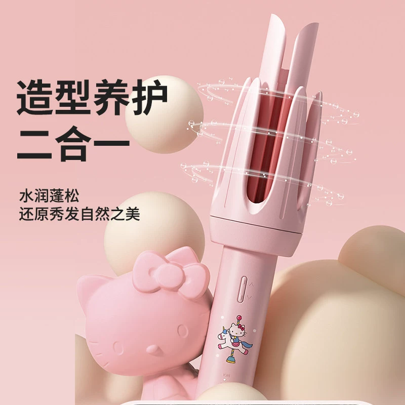 [Клоуни Hello Kitty автоматически крутящийся стайлер длительной фиксации без повреждения волос двойные желоба антиожог большой волны]