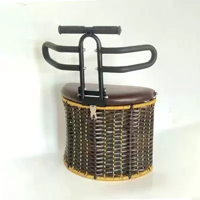 Electric car child seat Battery Car Electric Car - three-wheel-bamboo-basket-black-semi-surrounded