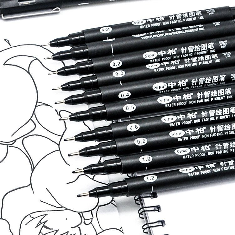 Синельная ручка Fineliner Sipa, водостойкие линеры с игольчатым кончиком для комиксов, 0,05–1,2 мм, одиночные или наборы по 8/10 шт