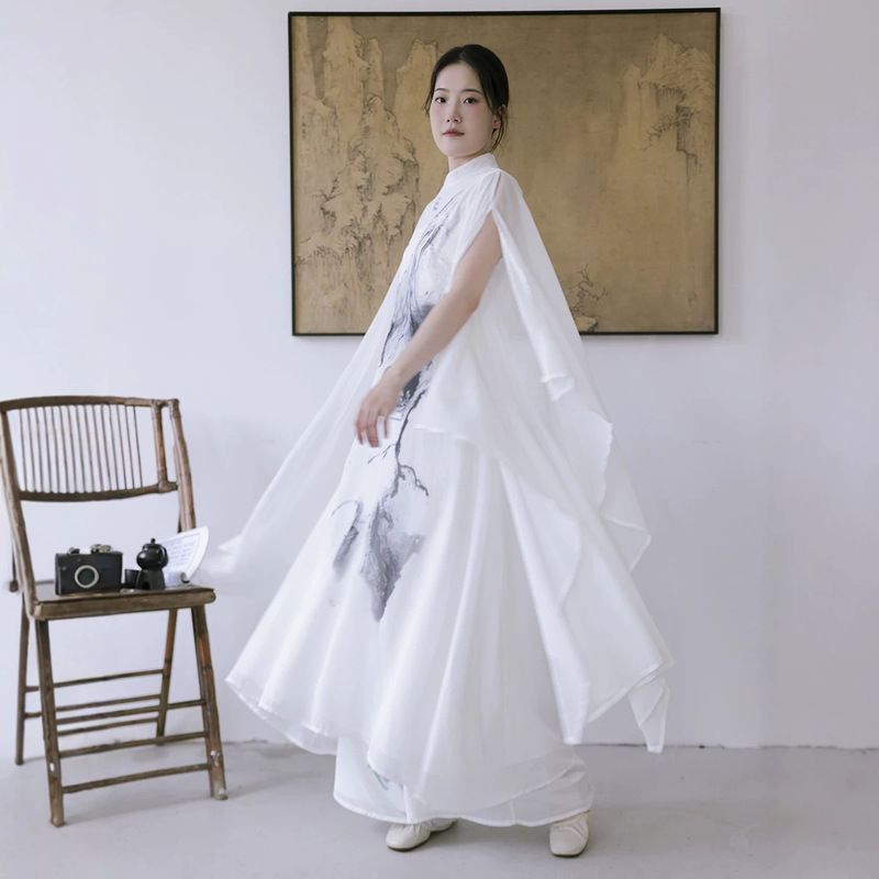 2025 New Autum Chinese Ethnic Style Fairy Stand Collar Tea Suit Zen Dance Ink Dress 2025 New Autum Chinese Ethnic Style Fairy Stand Collar Tea Suit Zen Dance Ink Dress