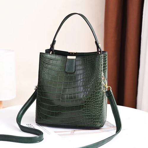  New Internet Celebrity Western Style Crocodile Pattern Texture Korean Plate Bucket Handbag Shoulder Bag Good Quality One Piece Dropshipping