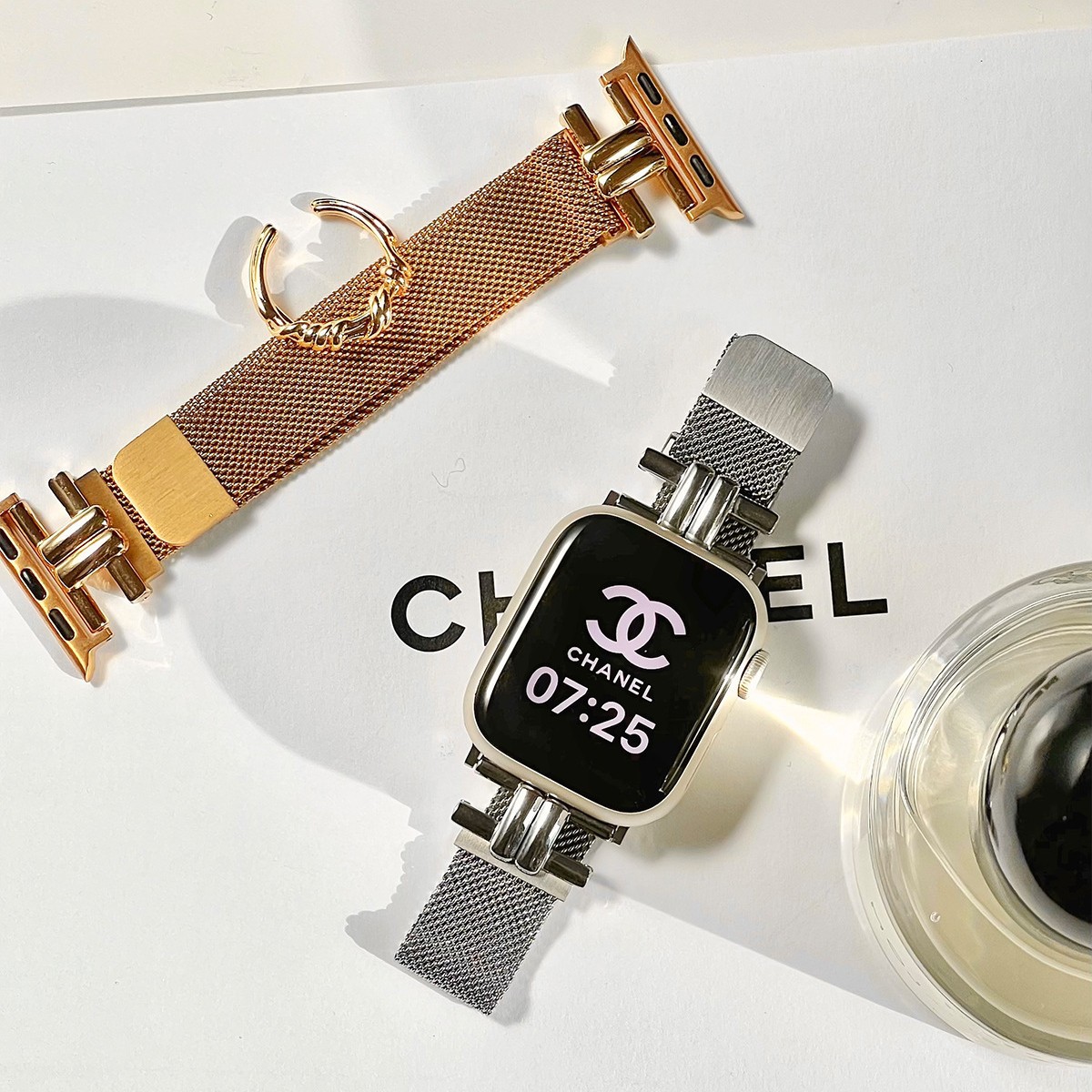 Suitable for S10978Iwatch65Se Apple Watch with Arc De Triomphe Magnetic Milanese Metal Watch Strap Thin Style for Women