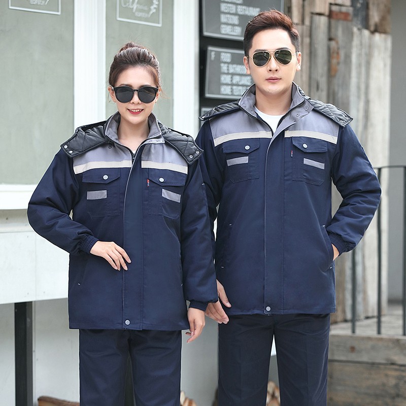 invierno algodón chaqueta de algodón conjunto de ropa de trabajo chaqueta de hombre y mujer reparación de automóviles fría gruesa ropa de protección laboral desmontable calentamiento