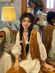 超好看~波西米亚复古流苏刺绣马甲外搭旅行度假穿搭短背心上衣女