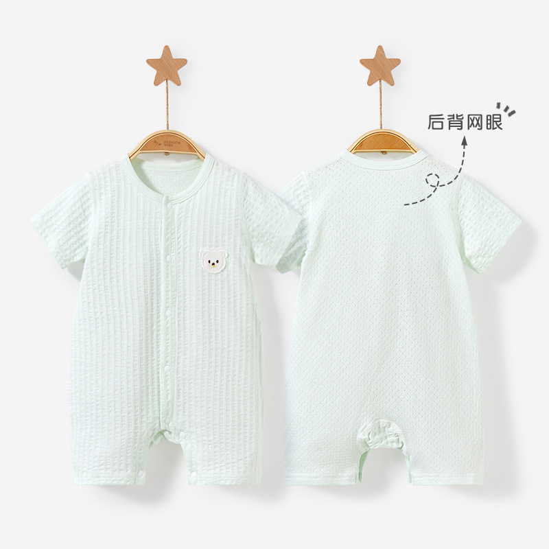 Mono de bebé para verano, unisex, pijama para recién nacido, estilo ligero, ropa para exterior, conjunto de pelele de manga corta para bebé, conjunto de verano para bebé