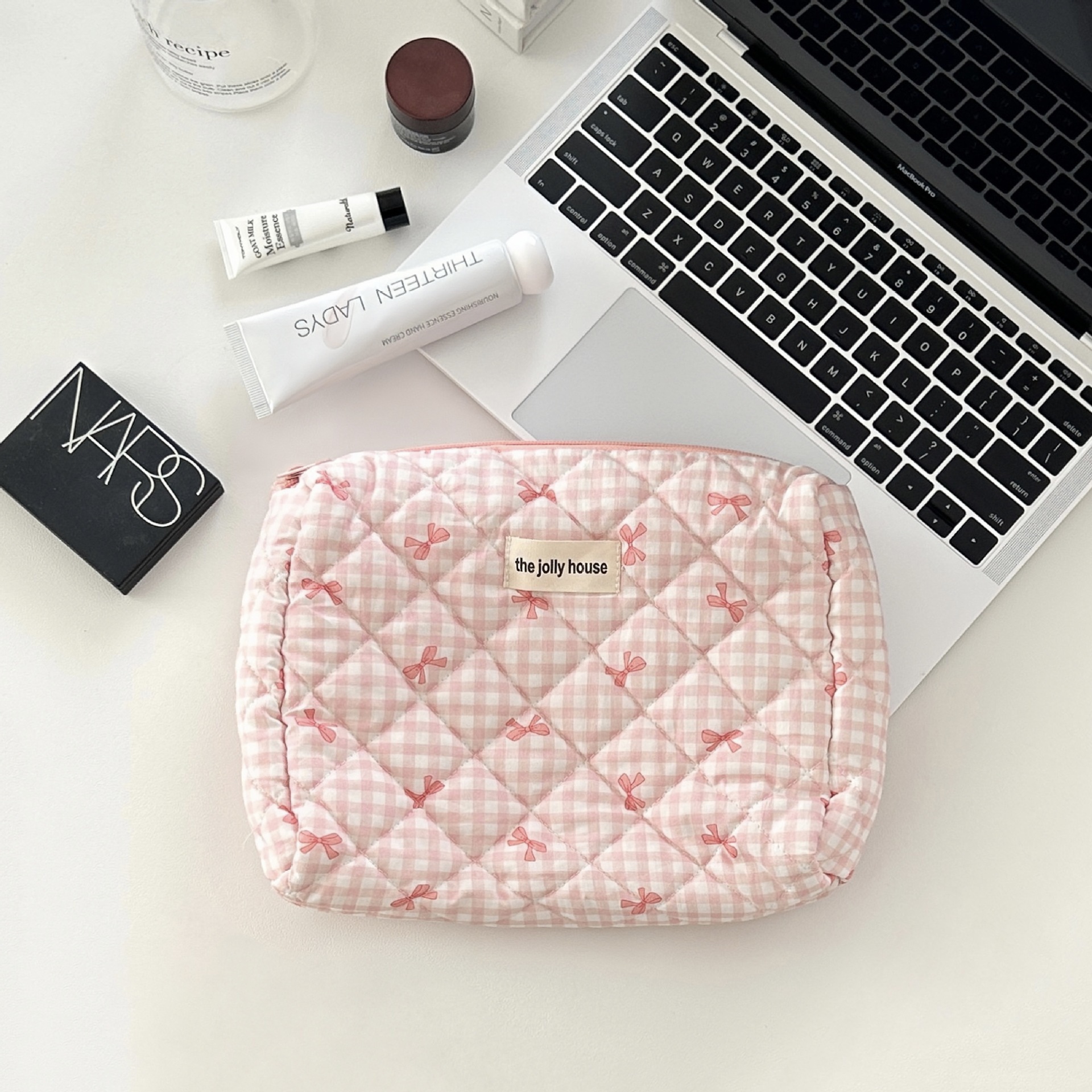 Elegant Streetwear Plaid Canvas Square Makeup Bags display picture 12
