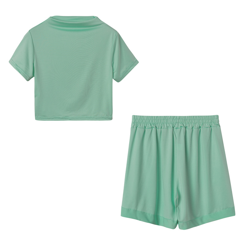 2021 Summer 5 Colors Solid Color Short-Sleeved T-shirt and Shorts Two-Piece Set Loose Leisure Suit in Short Sets