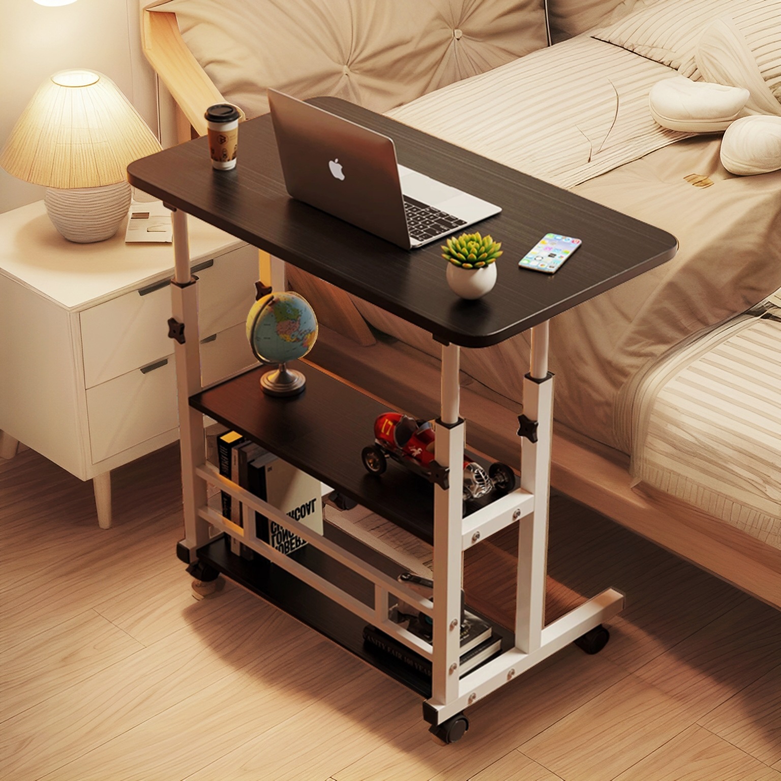 Mesa junto a la cama del dormitorio, elevador móvil, escritorio de computadora pequeño simple, escritorio de estudio para el hogar del dormitorio, escritorio perezoso