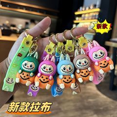 跨境创意万圣节南瓜拉布布钥匙扣书包挂件可爱汽车钥匙链礼品批发