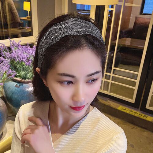 Stylish hair band for women, Korean wide-brimmed trendy short hair accessory, simple lace hair clip to cover gray hair, headband