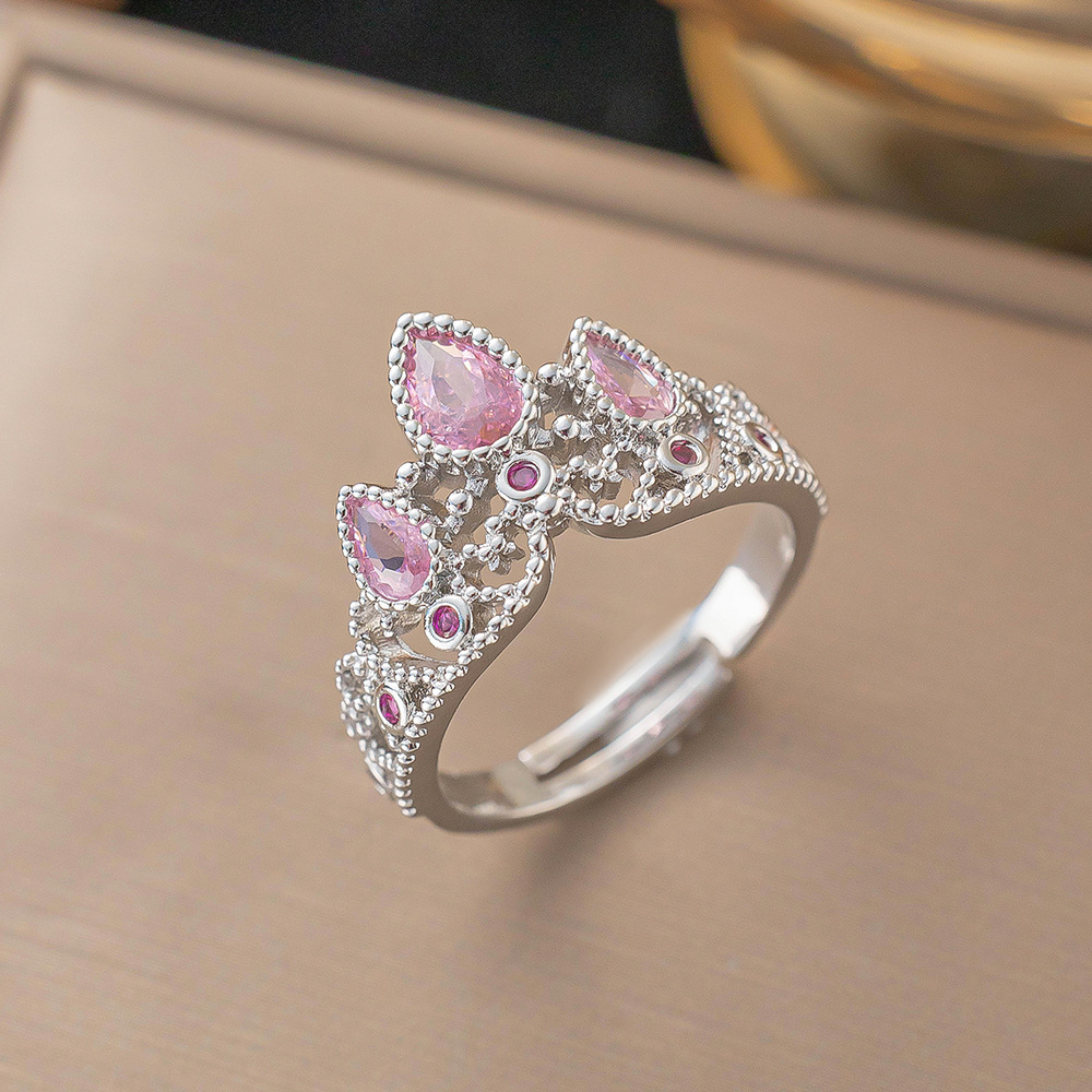 8g Weight Zircon Inlay Material Open Rings Classification 1 Piece Quantity Daily Occasion Copper Material Heart Shape, Bow Knot Pattern All Seasons Season Women's Gender Elegant Style Waterproof Non Tarnish Craft PVD Coated Real Gold Plated Heart Shape Bow Knot 304 Stainless Steel Elegant Glam Waterproof Non Tarnish Open Rings 17