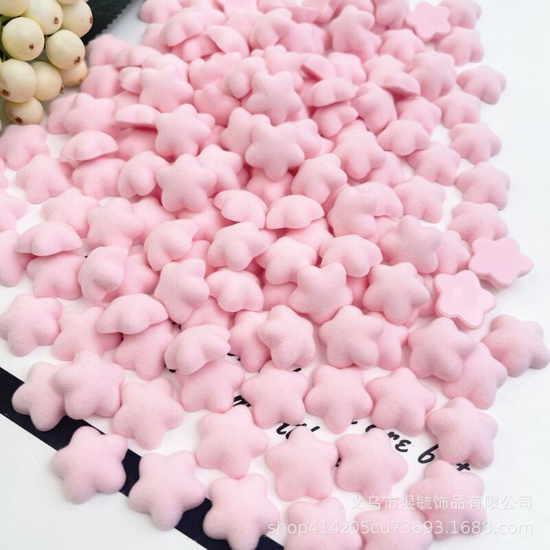 Macaron color 1.8cm flocking star resin accessories headdress hairpin jewelry material clothing brooch accessories