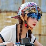 炫酷复古夏季瓢盔哈雷男女机车半盔摩托车骑行个性电动车头盔