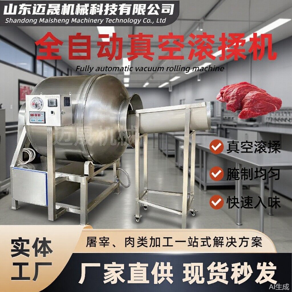 Máquina de laminación de rodillos, mezcladora de bolas de carne de espinilla, mezcladora de mezcladoras, máquina de laminación al vacío 1000L, máquina de laminación al vacío