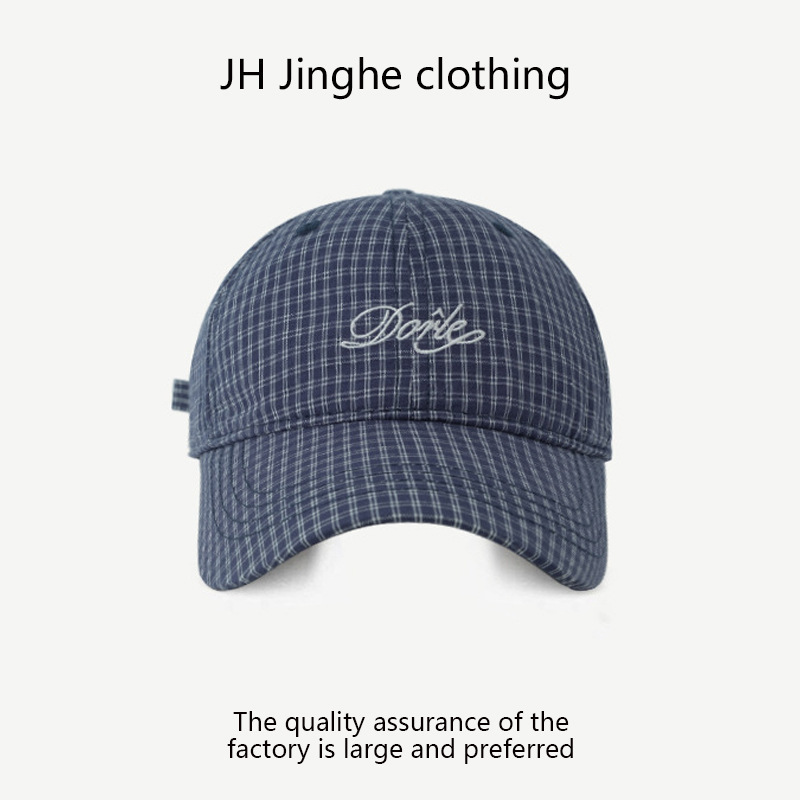 春夏の新野球帽文字刺繍チェック柄帽子韓国ファッションレトロカジュアルアウトドアサンバイザーキャップ|undefined