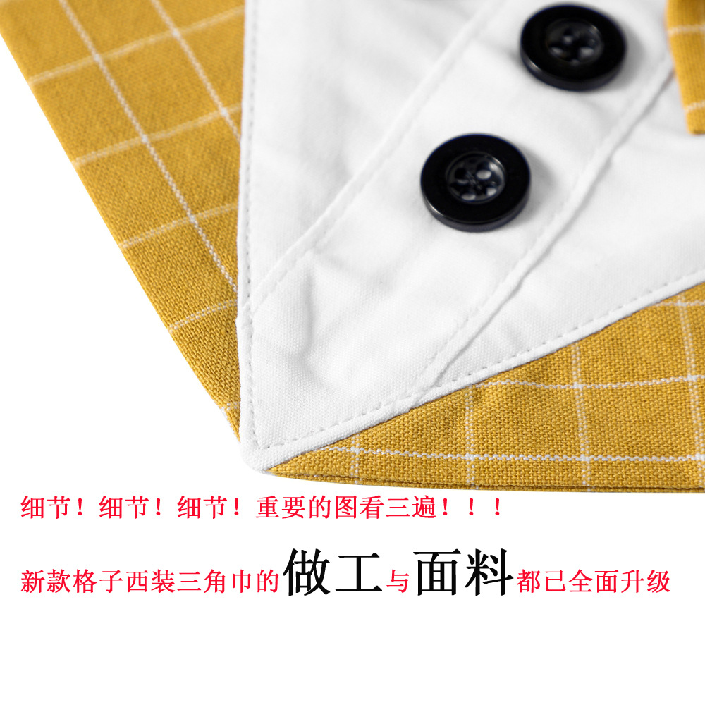 Fábrica en stock transfronterizo nuevo perro Traje a cuadros triángulo toalla guapo mascota perro saliva toalla boda triángulo toalla