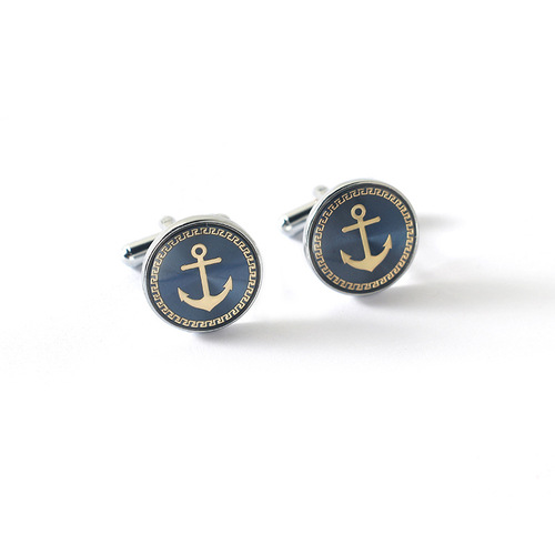 New Style Exquisite Enamel Anchor Cufflinks for Men, French Style Shirt Placket Cuff Fasteners, Wholesale