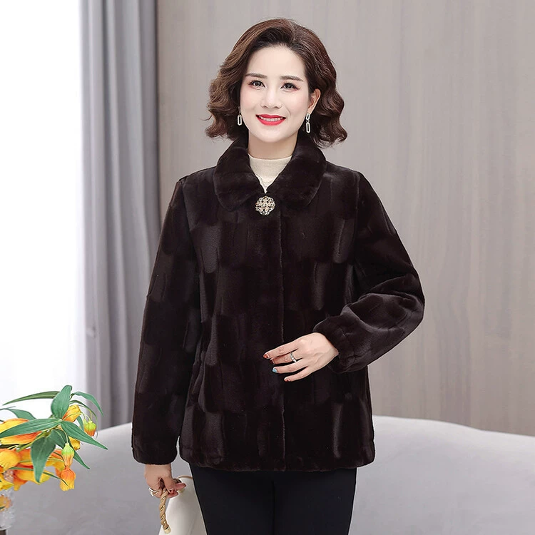 Среднего и пожилого возраста зимняя одежда бабушка утолщенная имитация меха шуба мать зима полноценный пальто иностранного стиля мать-в-законе одежда