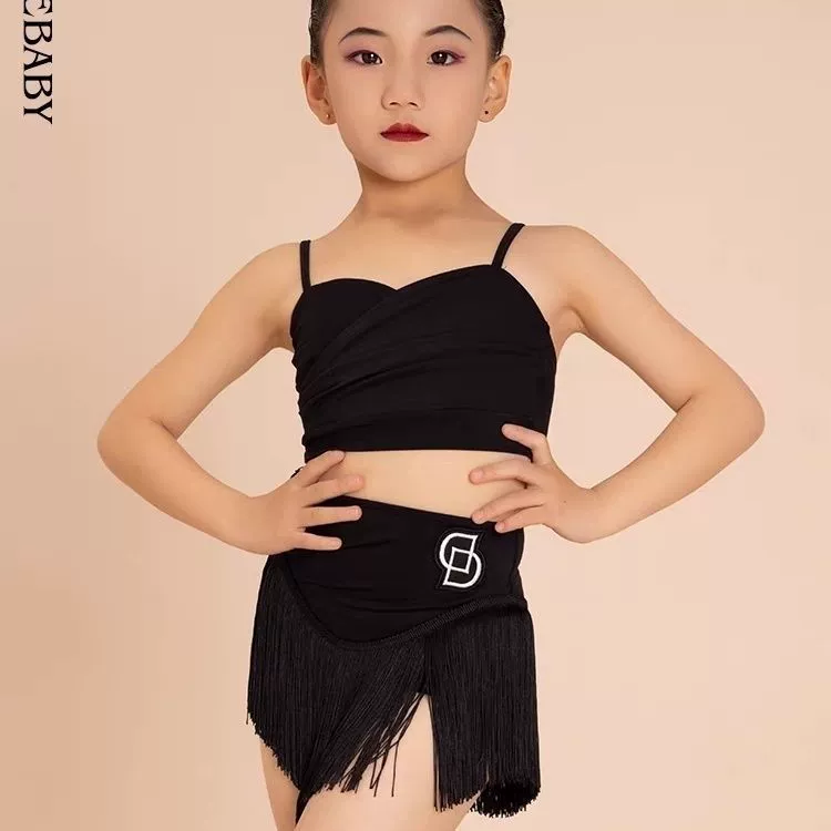 Dancebaby Chen Ziyan's тот же стиль для латинских танцев, летняя юбка с лямкой на шее, юбка с бахромой, юбка DAS570