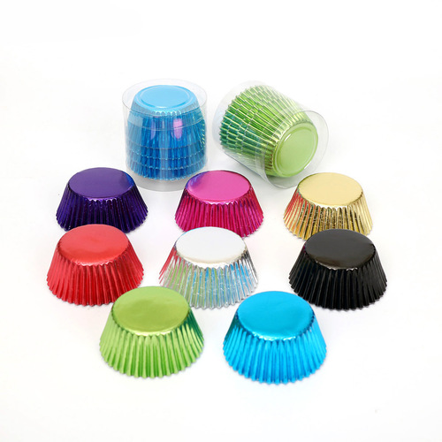 High-temperature resistant 100 cake paper cups aluminum foil composite paper colorful non-stick cake pans baking tools muffin cups