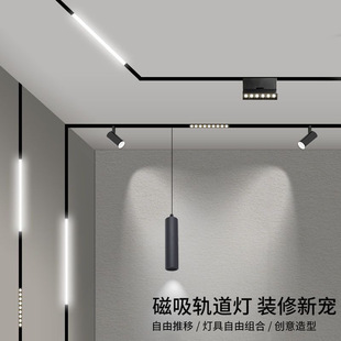 Magnetic Track Light Embedded Hidden Main Light Living Room Dining Room Lighting Home Pre-Embedded Bedroom Led Line Light