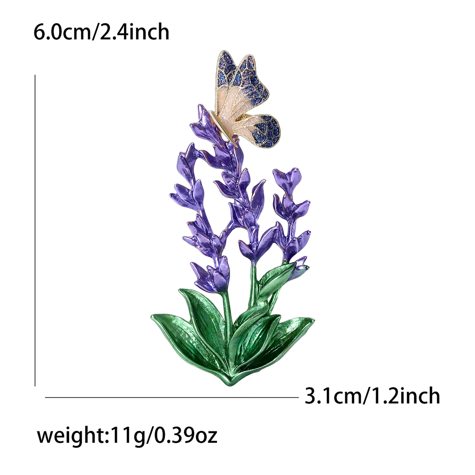 Elegant and Generous Alloy Enamel Lavender Butterfly Brooch Gentle and Fresh Ladies Clothing Corsage Jewelry Pin